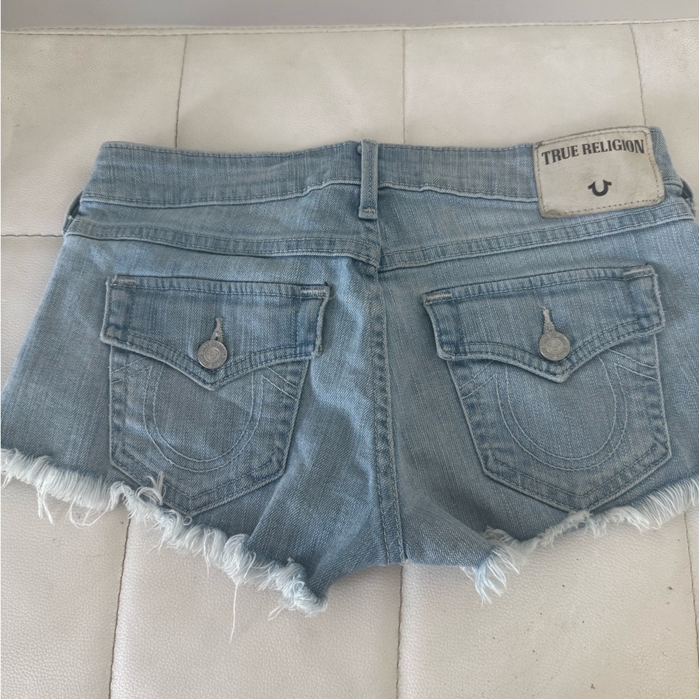 True Religion Light Blue Denim Shorts